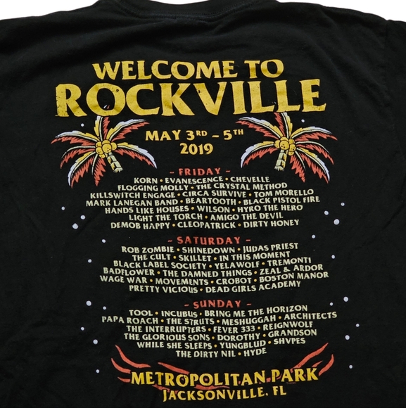 Korn Rob Zombie Tool Judas Priest Incubus Welcome To Rockville 2019 T-Shirt M - Picture 4 of 7